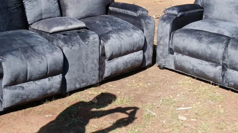 Grey upholstered couch set made in Cape Town